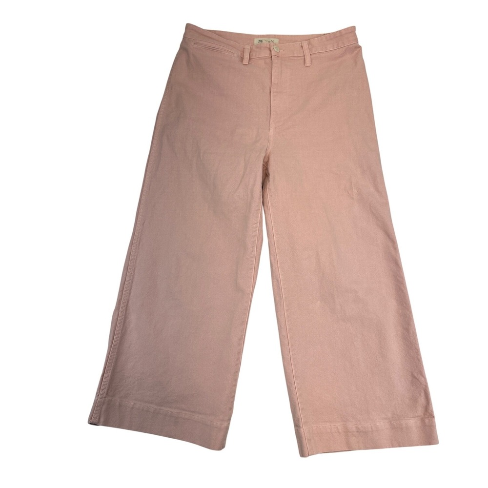 Madewell Pants Women 31 Pink Emmett Wide Leg Cropped High Rise Canvas Trouser